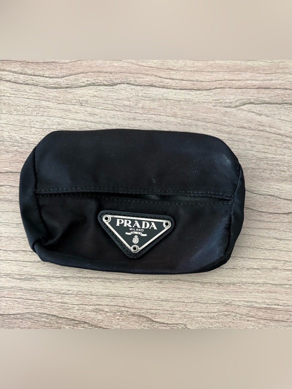 Prada vintage  Black Nylon Logo Pouch Tissue